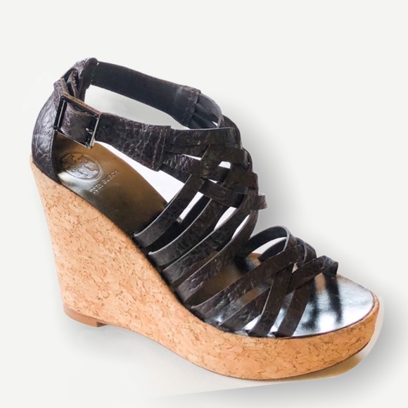 Tory Burch Shoes - TORY BURCH Leather Platform Wedges